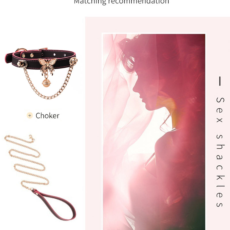 Temperature-Sensitive Color-Changing Butterfly Bell Leather Collars