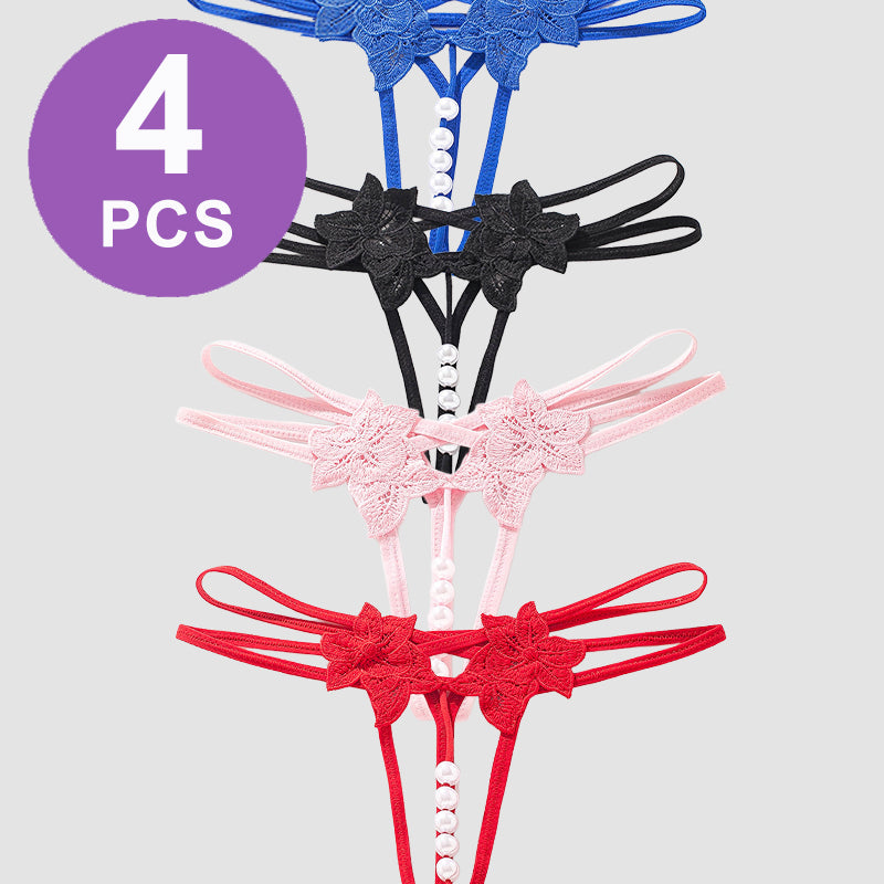 Pearl Lingerie Lace Open Panties G-String