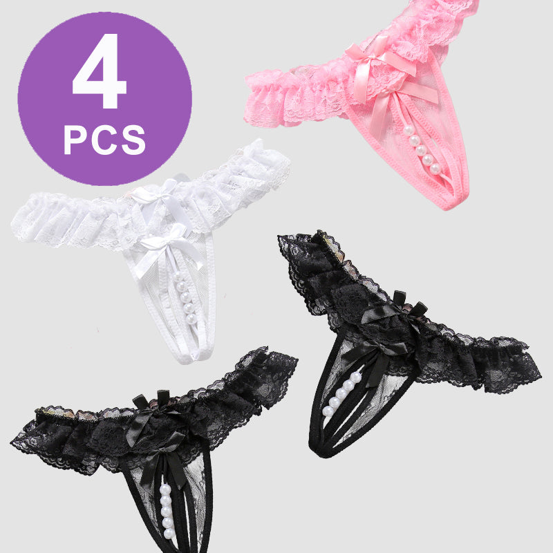 Beaded Lace Crotchless Panty