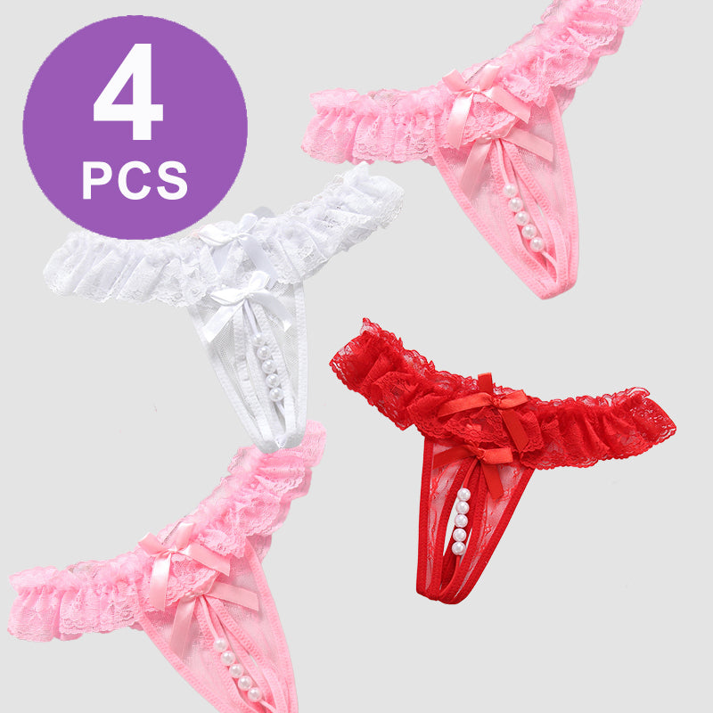 Beaded Lace Crotchless Panty