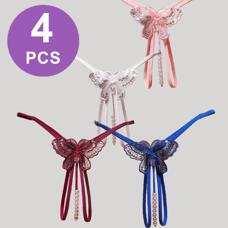 Pearl Sequined Mesh Low Rise Panty Set