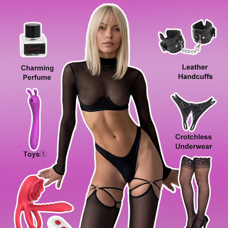 Romantic Mesh Crop Top Sets+Stockings