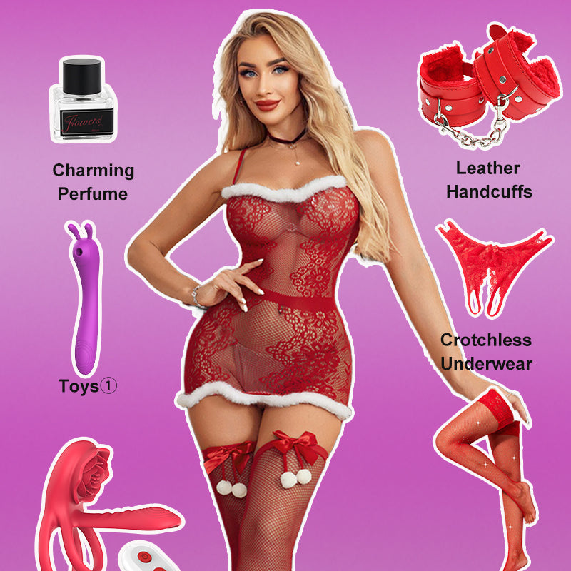 Lace Bow Knee-High Socks Nightdress Set