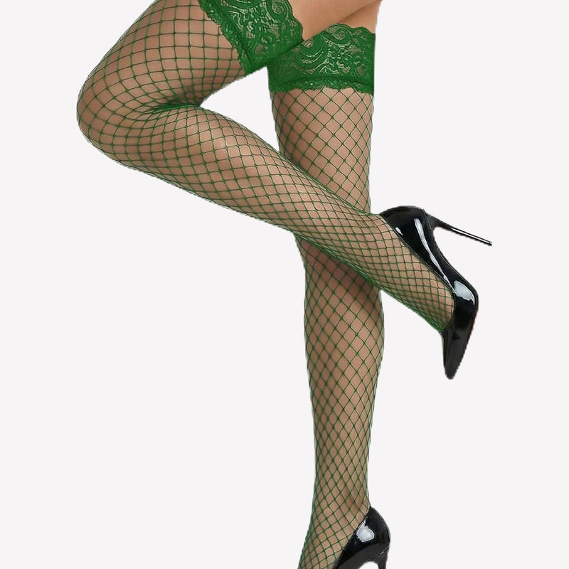 High Fishnet Stocking Lace Top Sheer Tights