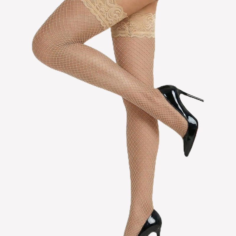 High Fishnet Stocking Lace Top Sheer Tights