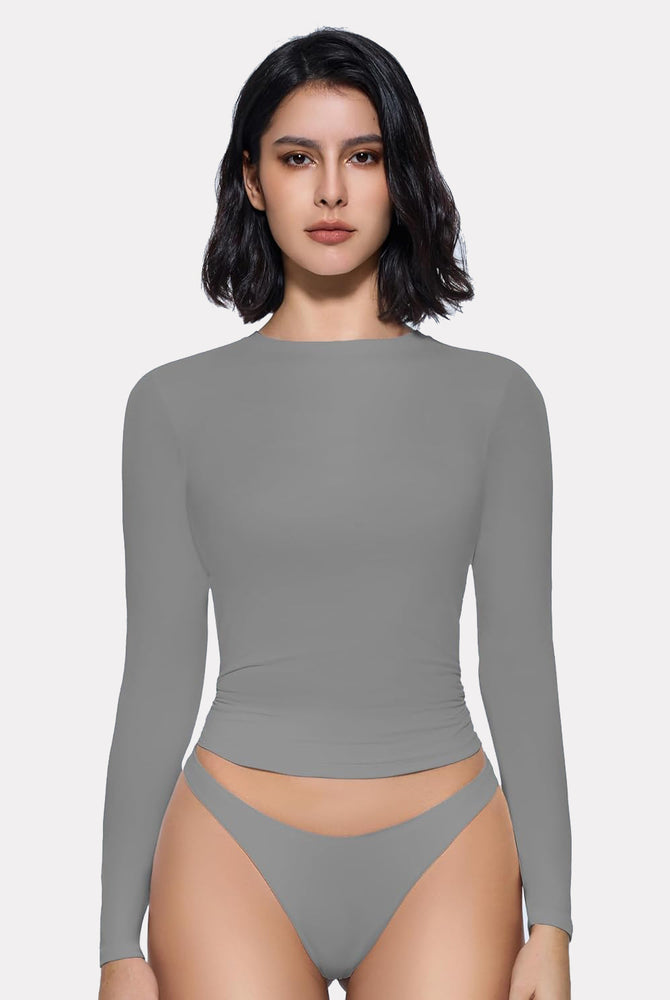 Gray double-lined Y2K top and underwear set, lightweight, breathable, and stretchy