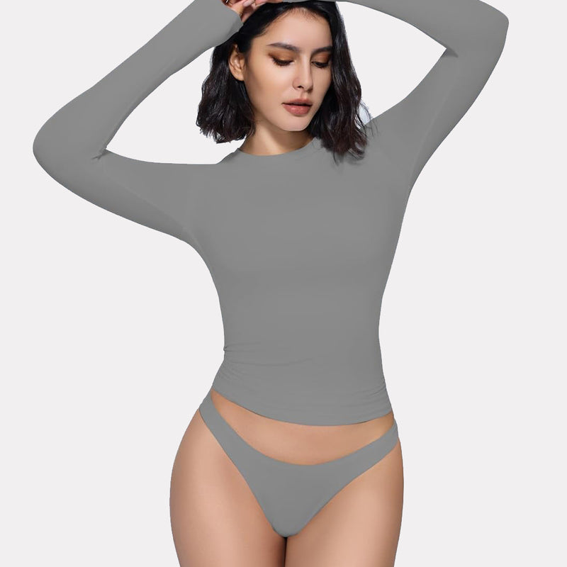 Light grey double-lined Y2K top and underwear set, lightweight and breathable loungewear.