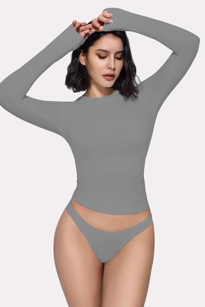 Light grey double-lined Y2K top and underwear set, lightweight and breathable loungewear.