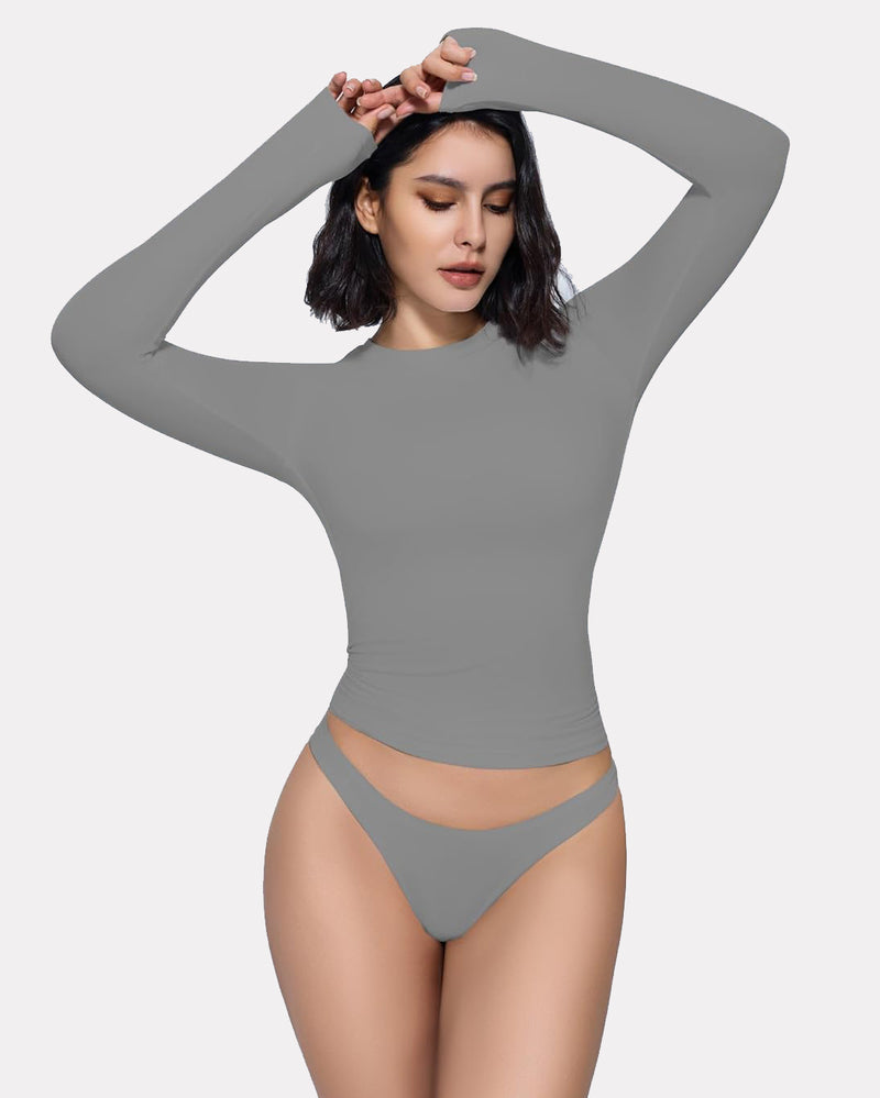 Light grey double-lined Y2K top and underwear set, lightweight and breathable loungewear.