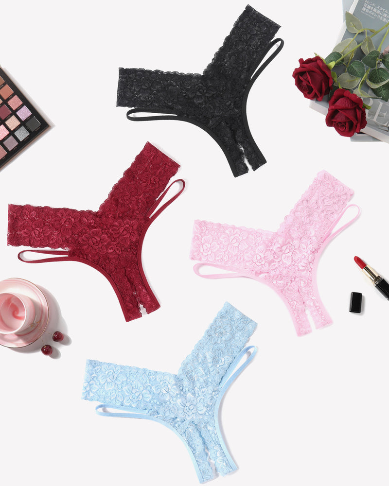 Avidlove Lace Cheeky Panties in various colors, featuring delicate lace and low-rise cut.