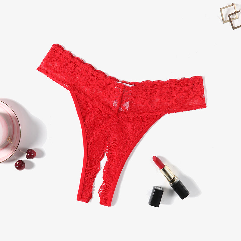 Red lace low rise T back hipster thong. Soft and flexible, perfect for many occasions.