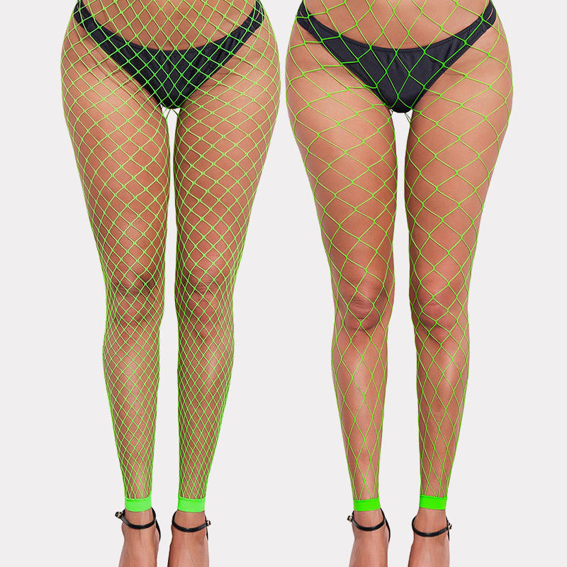 Neon green fishnet high waist tights. Perfect fit, body curve, sexy lingerie.