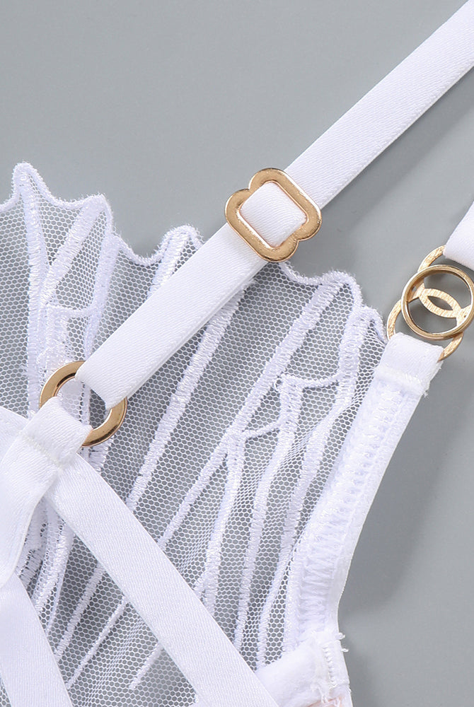 White embroidered bra with adjustable straps and delicate lace details, sweet yet seductive