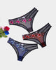 Butterfly embroidered mesh panties by Avidlove in pink, red, and blue, sexy lingerie