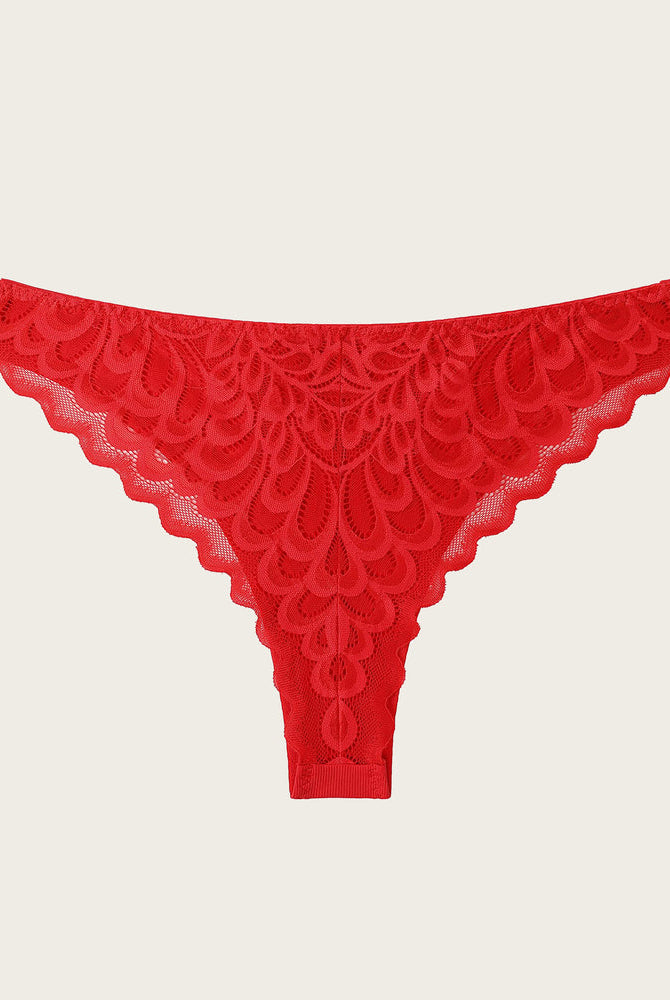 Red lace Avidlove hipster panty. No-show design, soft and comfortable lingerie for women