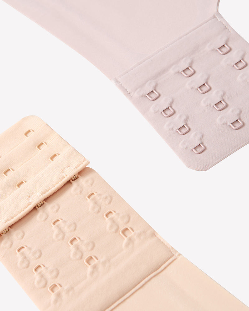 Beige wireless push-up bra hook and eye closure, seamless smoothing, adjustable support