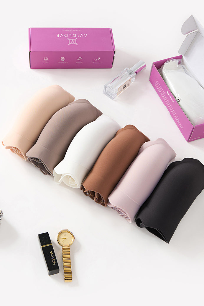 Wireless full coverage push up bras in multiple colors, scalloped edge design by Avidlove