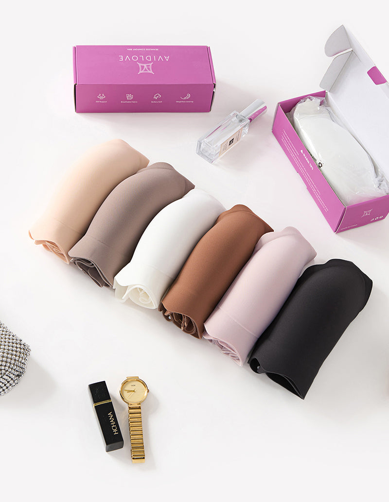 Wireless full coverage push up bras in multiple colors, scalloped edge design by Avidlove