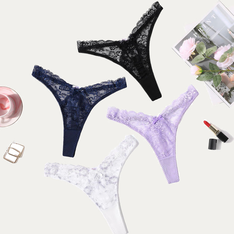 Avidlove Lace G-string panties set in assorted colors. Sexy floral lace thong lingerie.