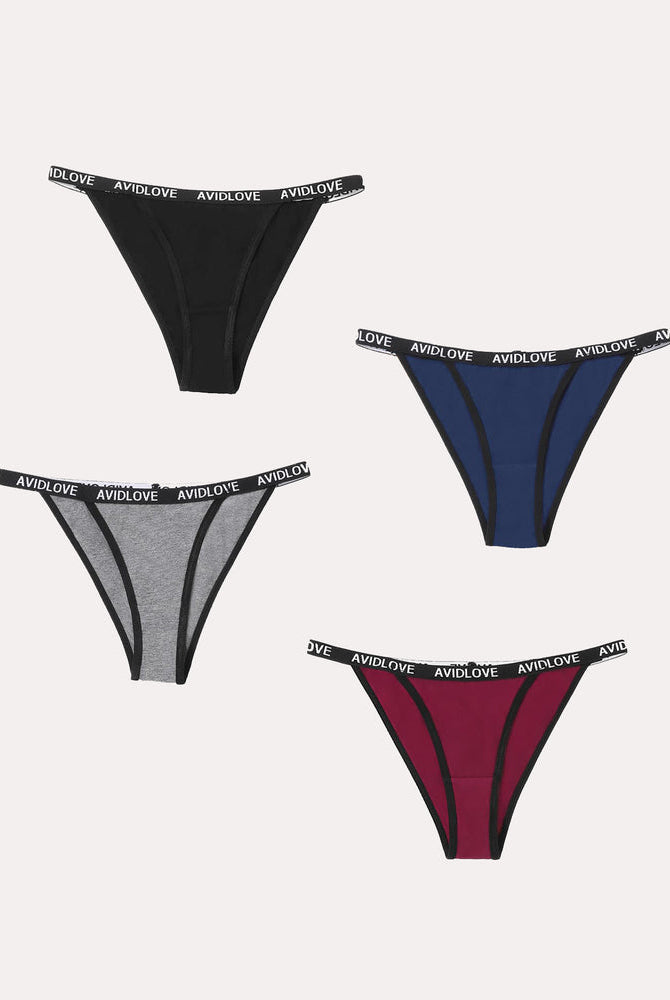 Avidlove cotton string panties 4-pack in various colors, sexy and comfortable lingerie.