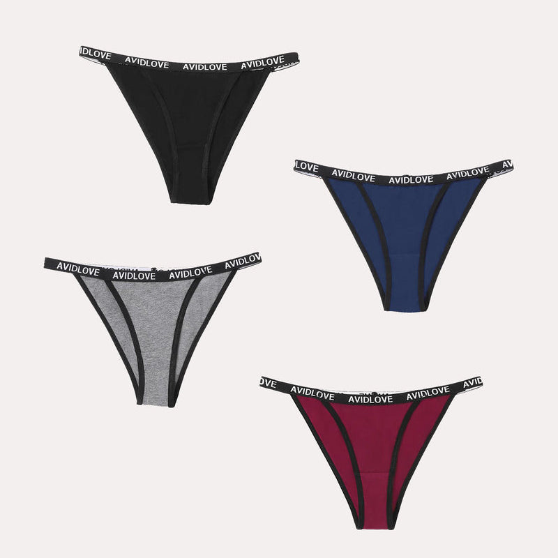Avidlove cotton string panties 4-pack in various colors, sexy and comfortable lingerie.
