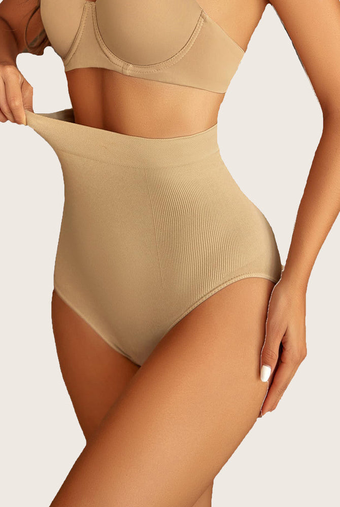 Avidlove beige high-waist shapewear, seamless tummy control, flexible fit, flattering design.