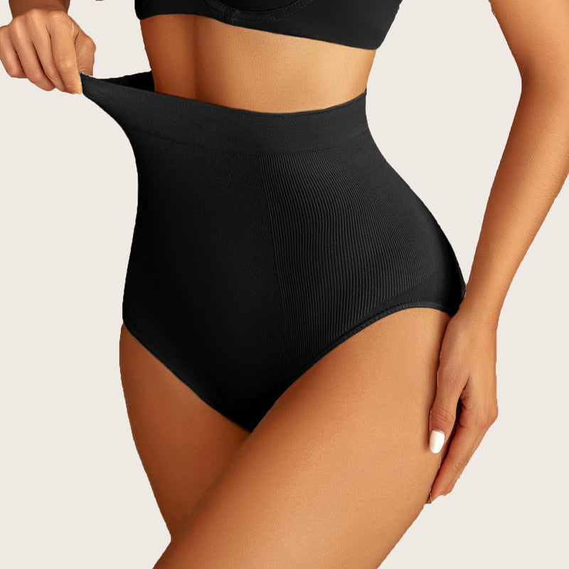 Black high waist tummy control shapewear panty, smooth and seamless, ideal for tummy control.