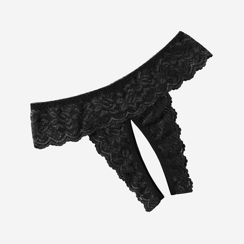 Avidlove black lace open-back hipster thong, low-rise design, sexy and comfortable lingerie