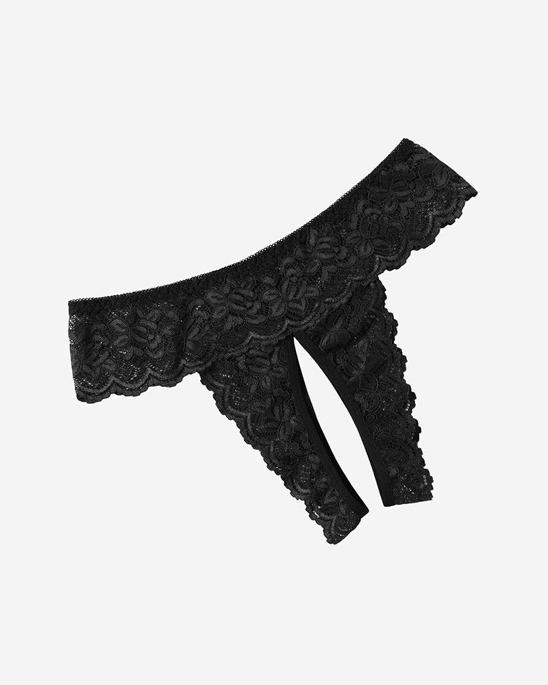 Avidlove black lace open-back hipster thong, low-rise design, sexy and comfortable lingerie