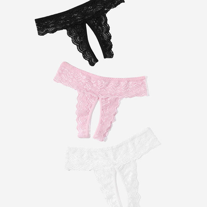 Avidlove Low Rise Lace Hipsters: Black, Pink, White, open back, breathable, sexy lingerie