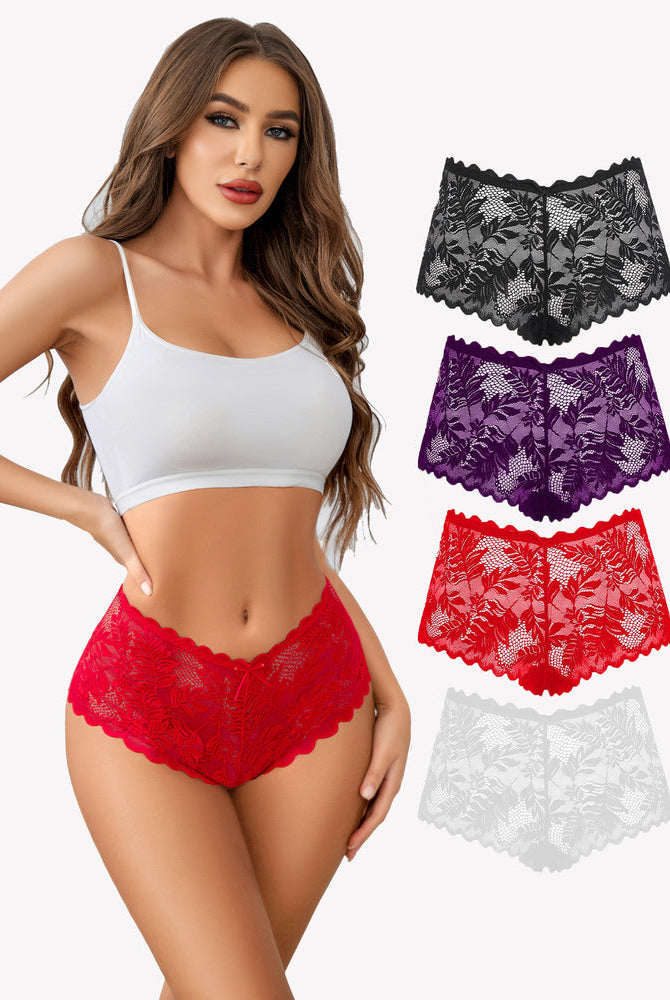 Avidlove Mid-rise floral lace panties set. Multiple colors available in soft stretch fabric.