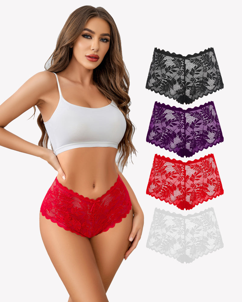 Avidlove Mid-rise floral lace panties set. Multiple colors available in soft stretch fabric.
