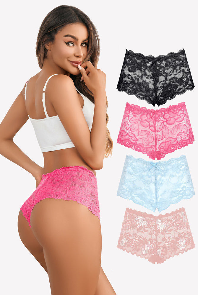 Avidlove floral lace mid-rise panties: soft stretch, multiple colors, delicate lace trim.