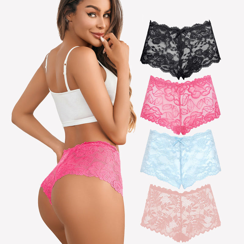 Avidlove floral lace mid-rise panties: soft stretch, multiple colors, delicate lace trim.