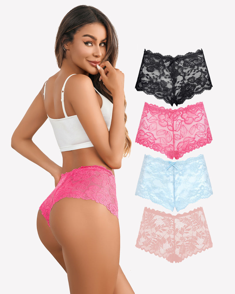 Avidlove floral lace mid-rise panties: soft stretch, multiple colors, delicate lace trim.