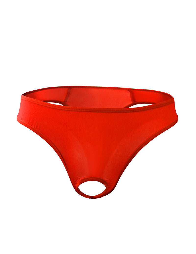 Men's sheer G-string thong, bright red