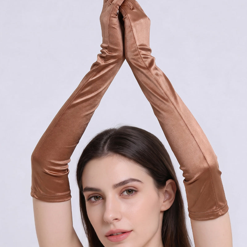 Oil-Shiny Wet Look Long Opera Gloves