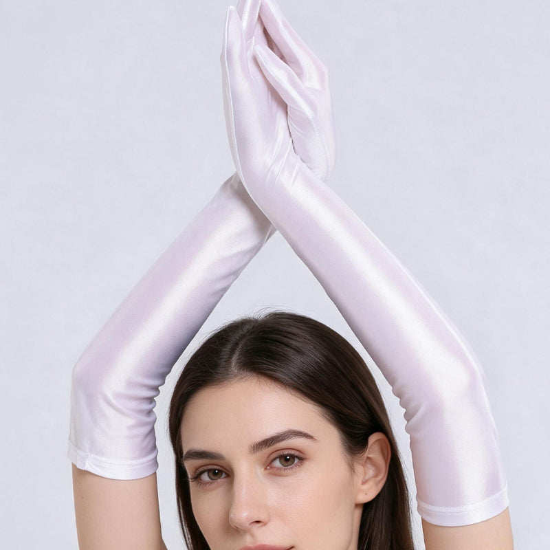 Oil-Shiny Wet Look Long Opera Gloves