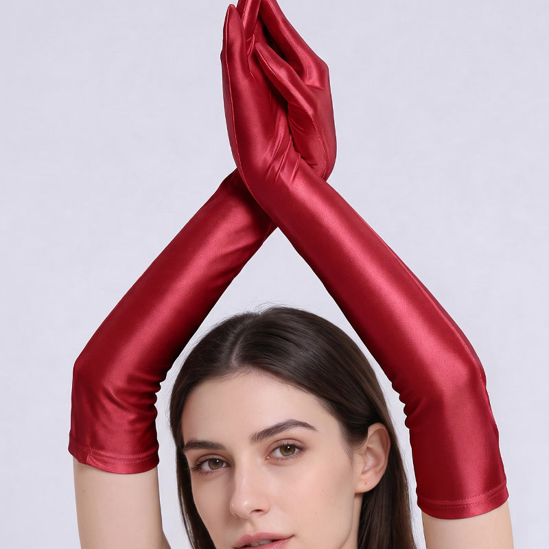 Oil-Shiny Wet Look Long Opera Gloves