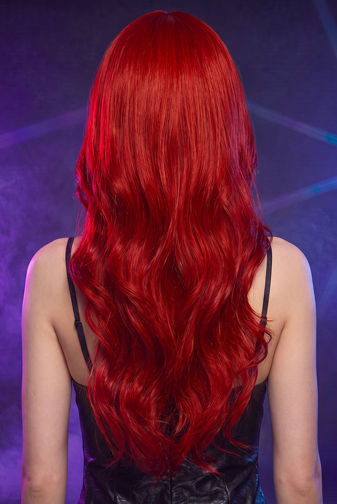 Long Wavy Center Part Curly Wig - Red