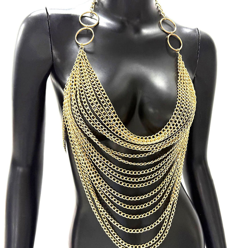 Chain Asymmetrical Hem Halter Crop Top