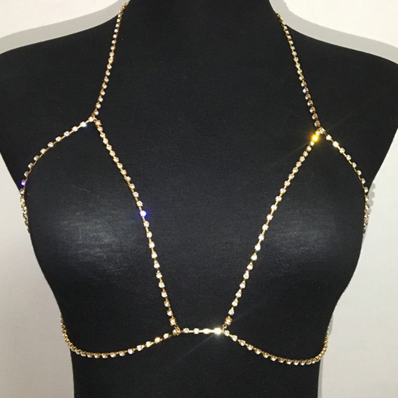 Halter Necklace Bra Crystal Chest Chain