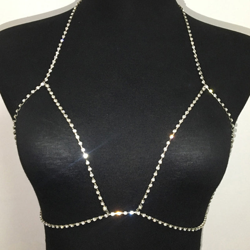 Halter Necklace Bra Crystal Chest Chain