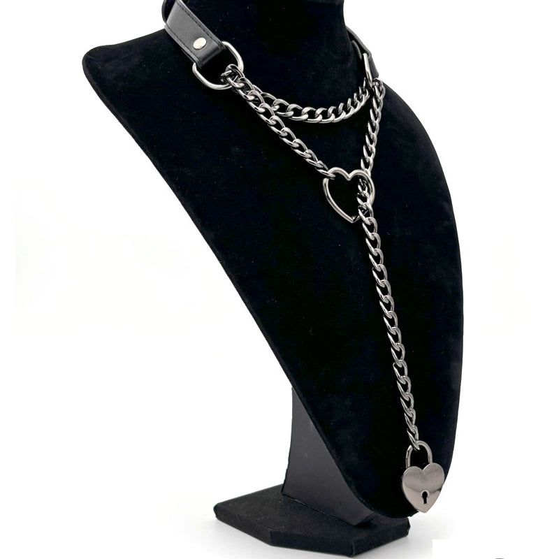 Slip Chain Necklace Heart Locker With Key