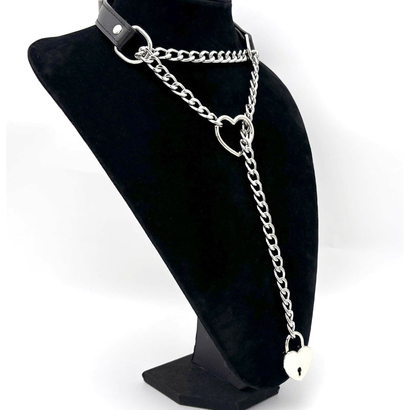 Slip Chain Necklace Heart Locker With Key