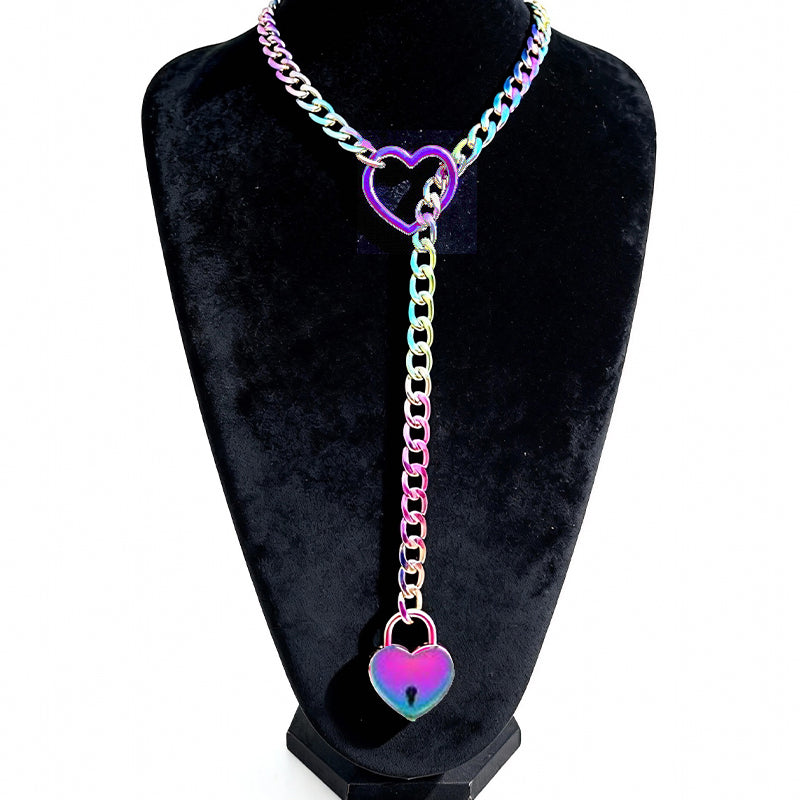 Slip Chain Necklace Heart Locker With Key