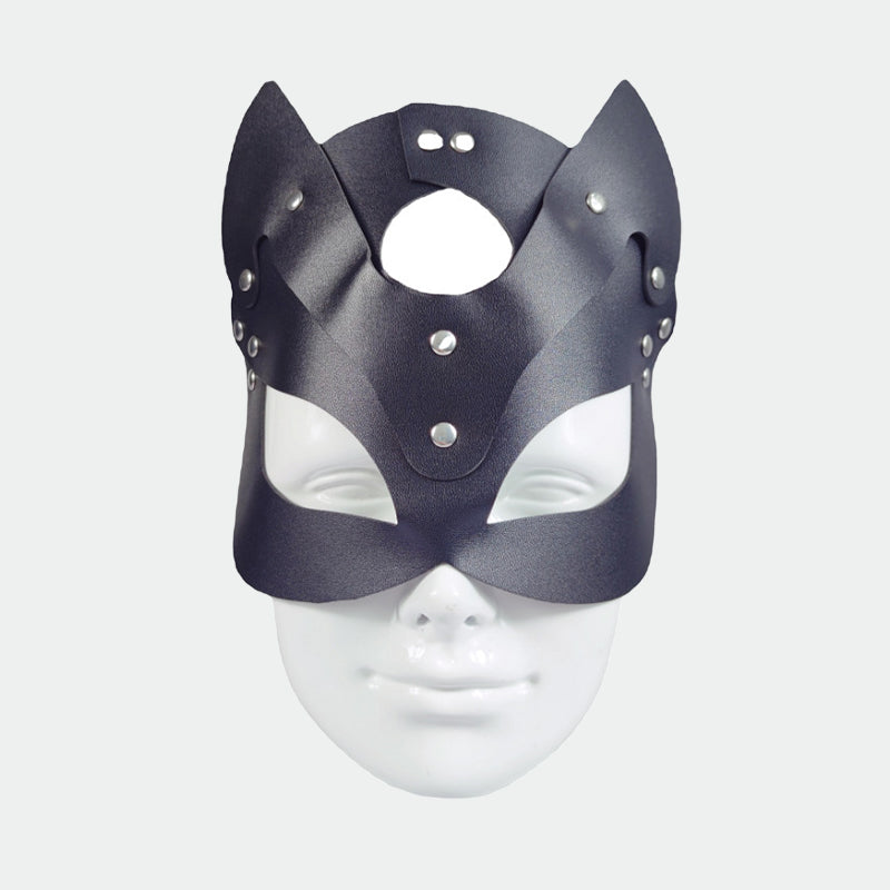 SM Supplies Stud Rhinestone Leather Fox Eye Mask