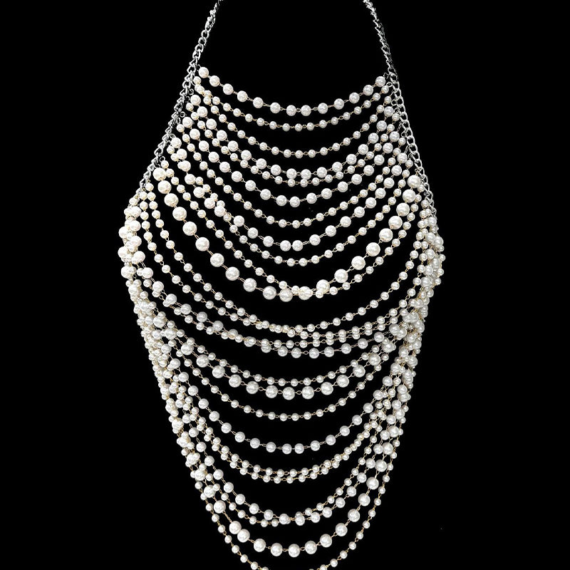 Pearl Halter Body Chain Party Chest Chain