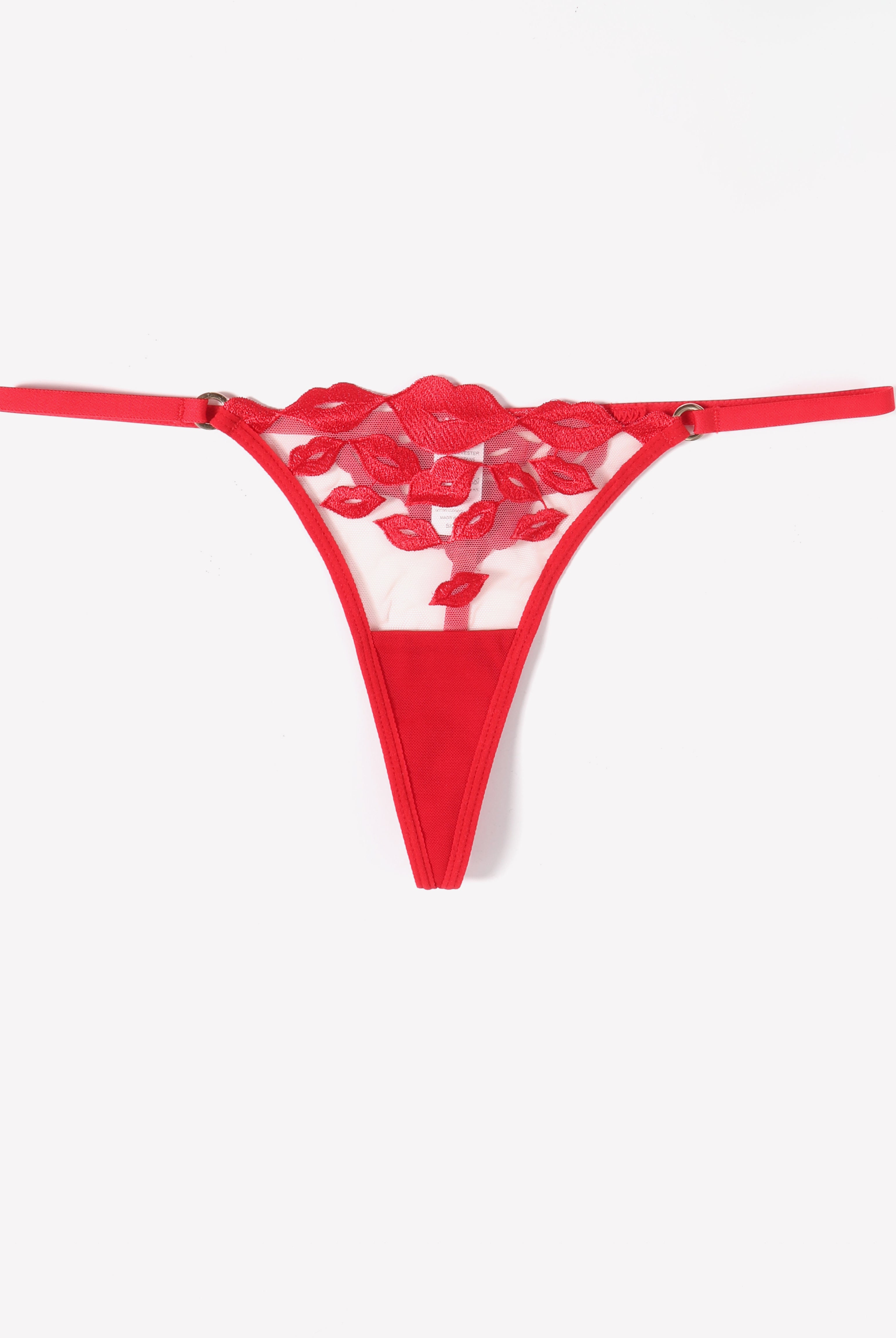 Red Kiss Print Embroidery Panty - Comfortable and Breathable Lingerie