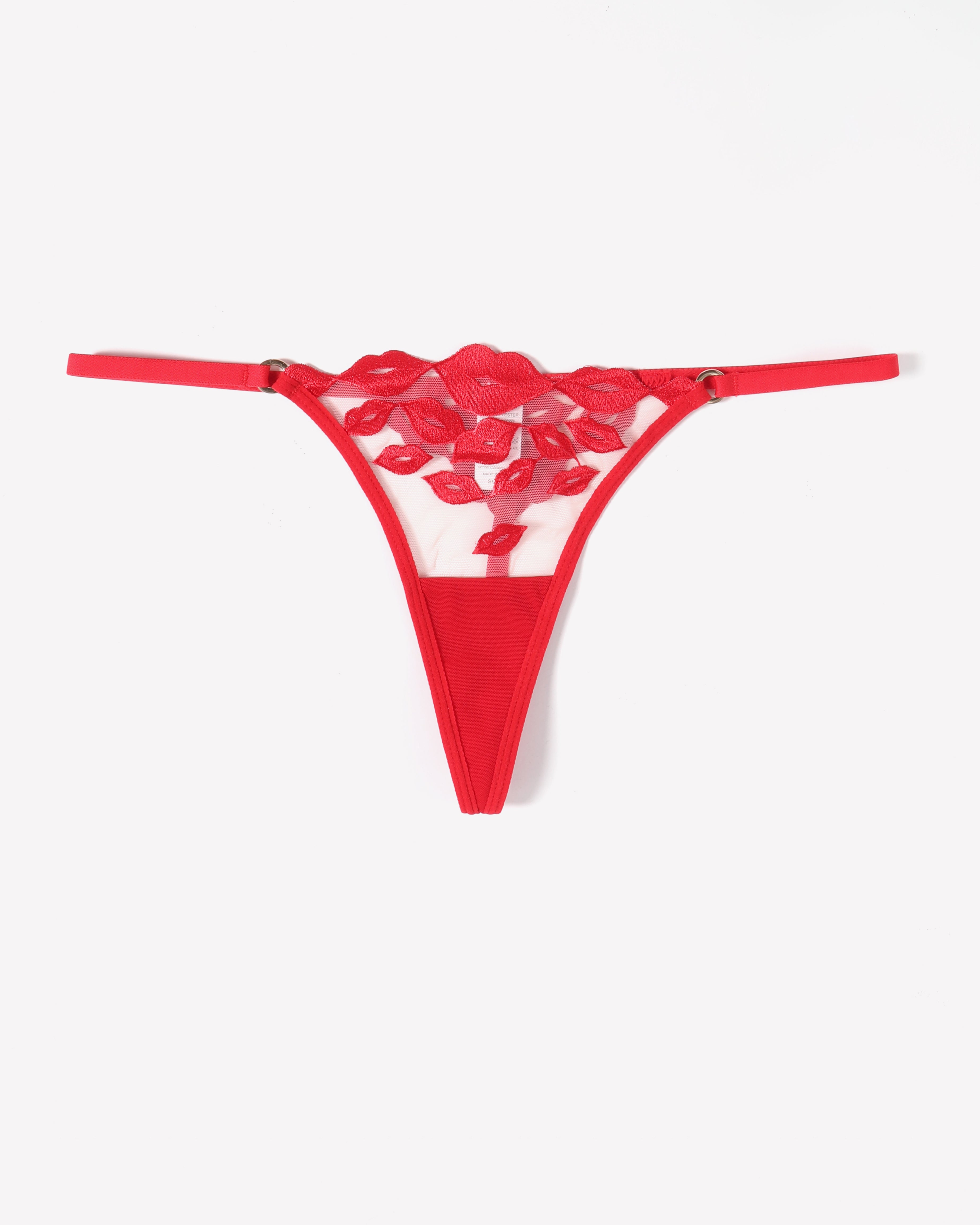 Red Kiss Print Embroidery Panty - Comfortable and Breathable Lingerie